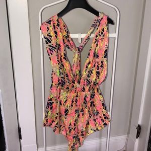 Multi-way sash neon printed romper